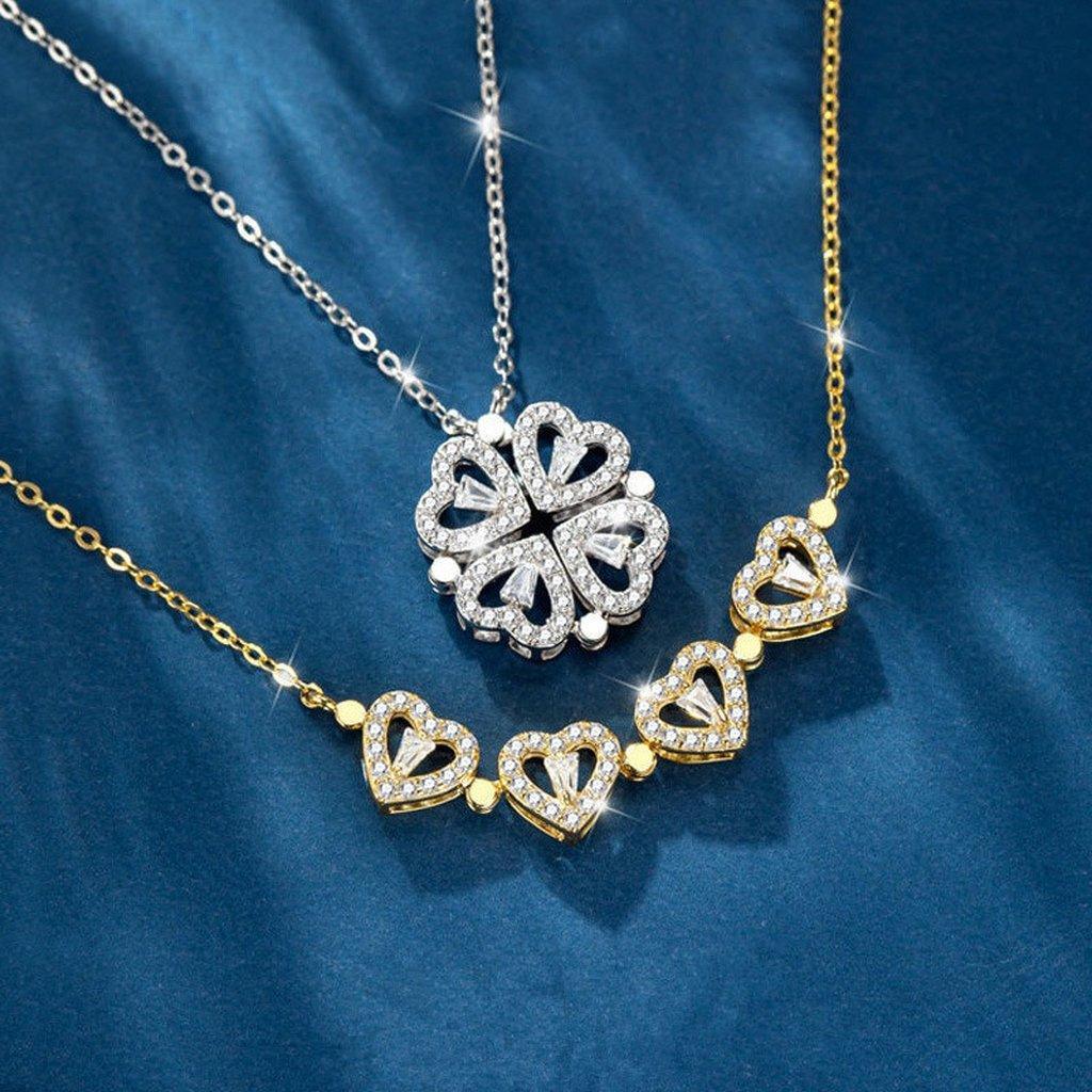 Lucky Necklace - 4 Hearts Clover!