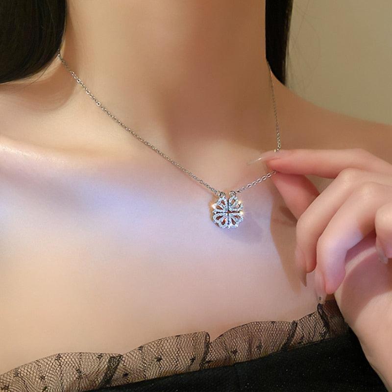 Lucky Necklace - 4 Hearts Clover!