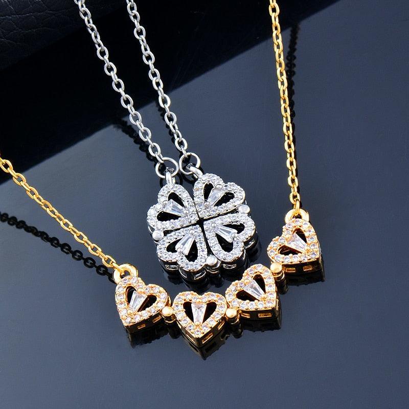 Lucky Necklace - 4 Hearts Clover!