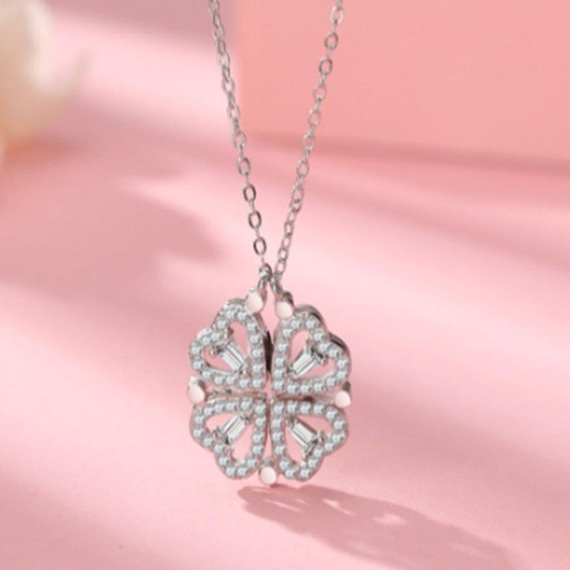 Lucky Necklace - 4 Hearts Clover!