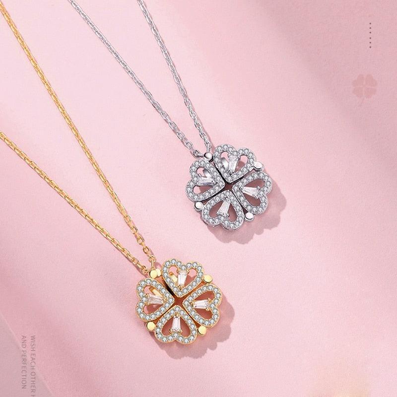 Lucky Necklace - 4 Hearts Clover!