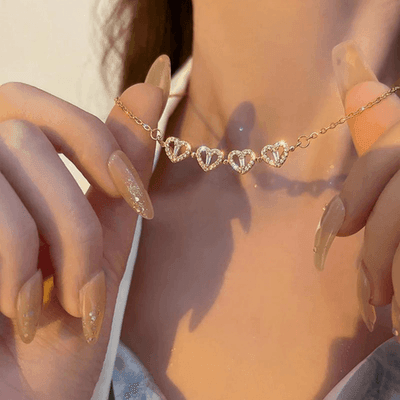 Lucky Necklace - 4 Hearts Clover!