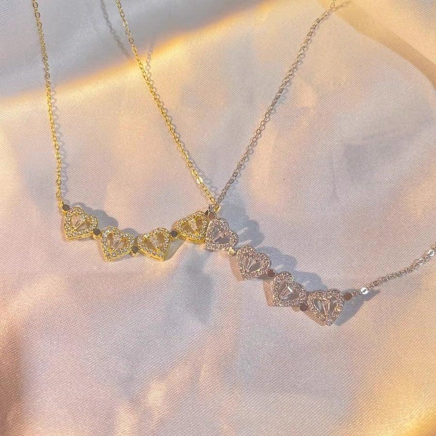 Lucky Necklace - 4 Hearts Clover!