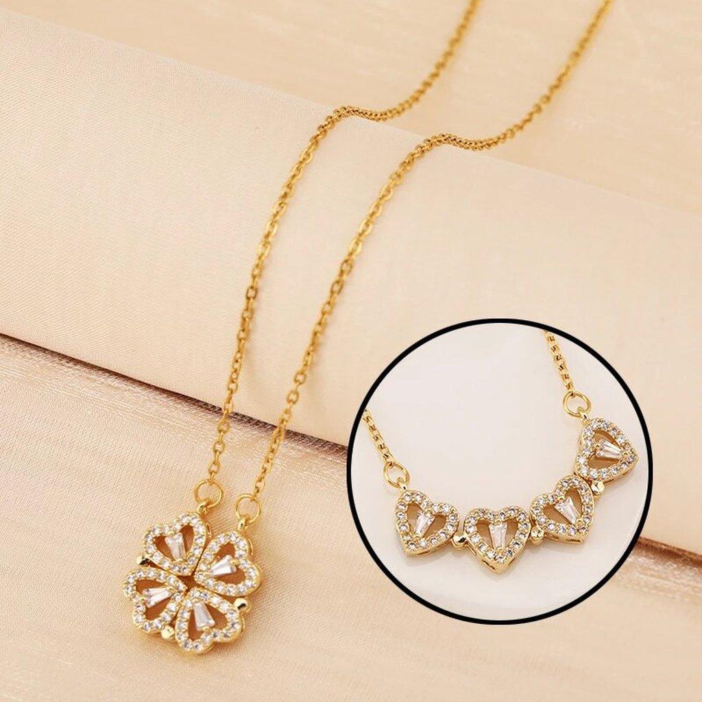 Lucky Necklace - 4 Hearts Clover!